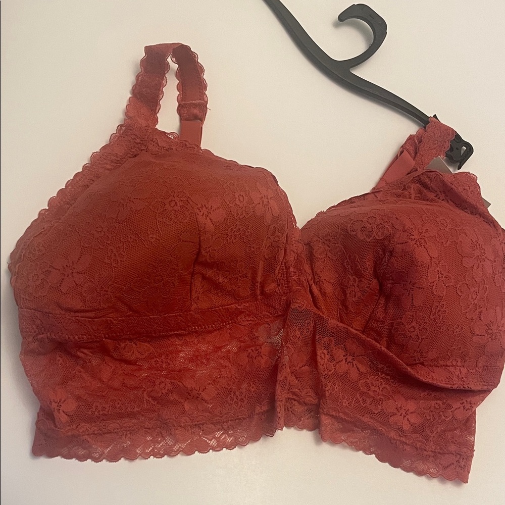 No Boundaries Lace Bralette in Brick Red